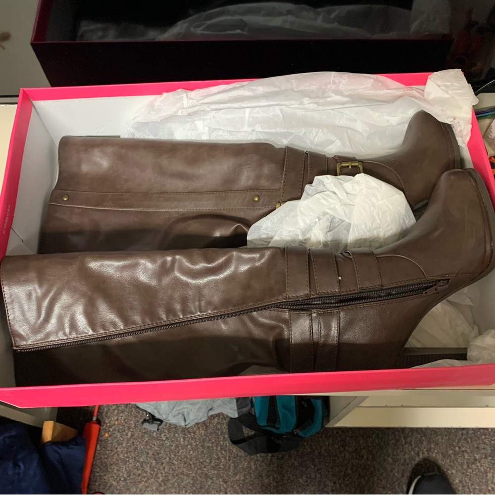 Brown Leather Knee-High Boots